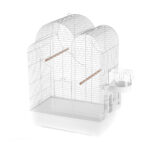 Colivie pentru păsări Eliza Duvoplus, 54x34x75cm, Alb, cu accesorii