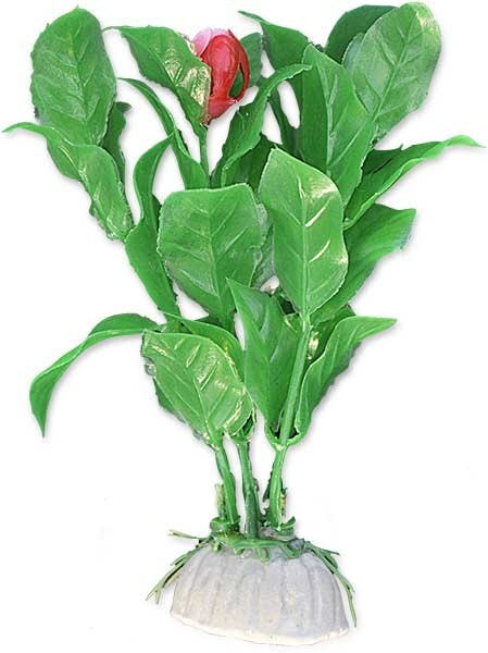 Planta Artificială Happet pentru Acvariu, 10 cm, Verde/Rosu