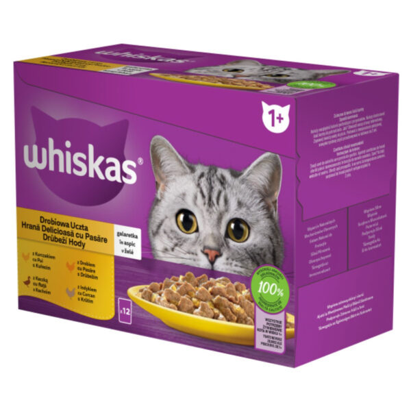 Hrana Umedă Whiskas pentru Pisici Adulte, Pasăre în Aspic, 12x100g