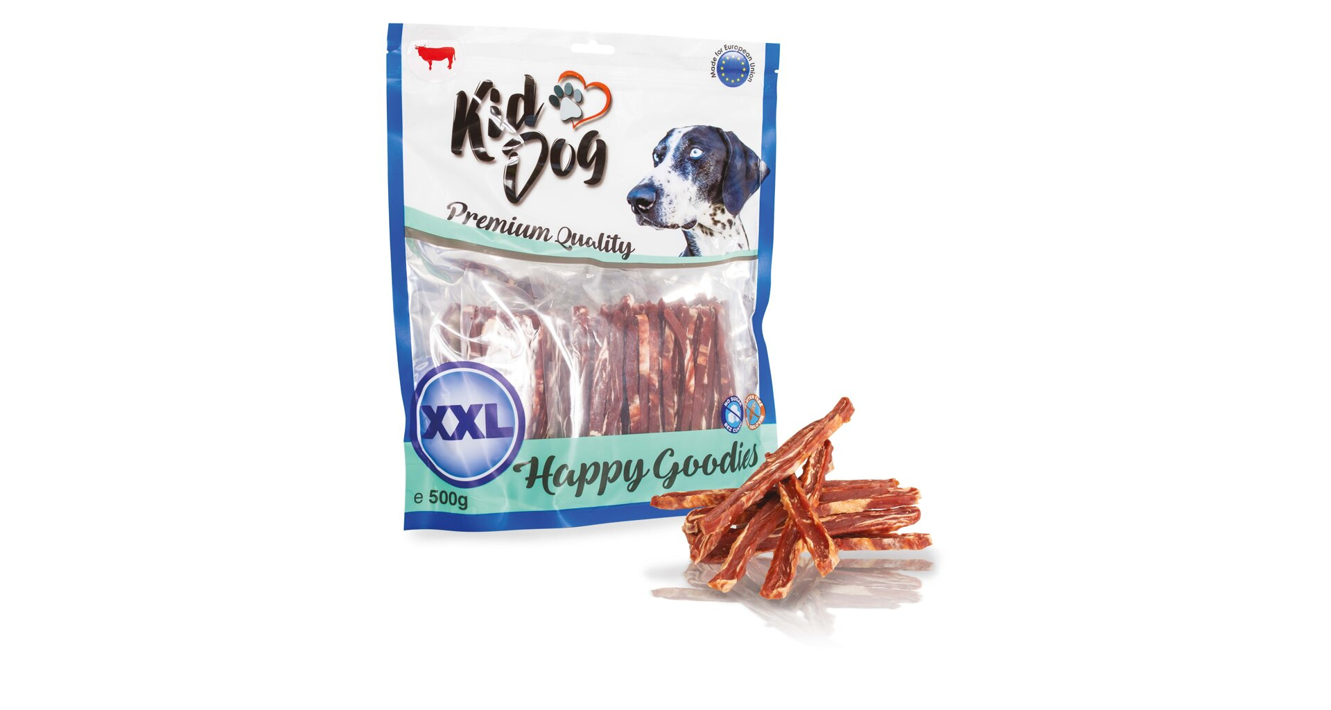 Recompense pentru câini - Fâșii de friptură de vită 500g KidDog Recompense pentru câini - Fâșii de friptură de vită 500g KidDog