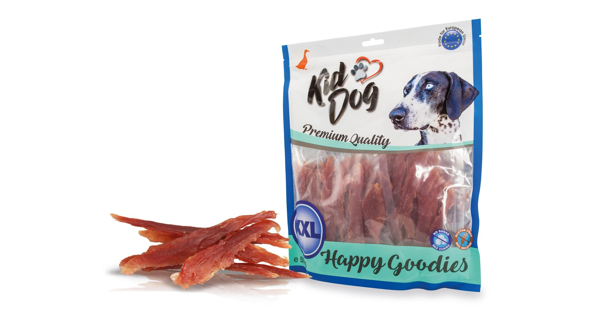 Fasii de Rată pentru Câini KidDog - Recompense Motivationale 500g Fasii de Rată pentru Câini KidDog - Recompense Motivationale 500g