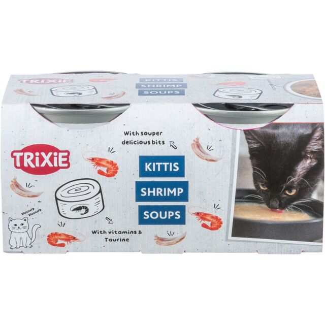 Supa de Creveti cu Pui pentru Pisici Trixie, 4x80g Supa de Creveti cu Pui pentru Pisici Trixie, 4x80g