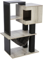 Cat Tree Trixie CityStyle Gri/Negru cu Peșteră și Hamac, 98 cm