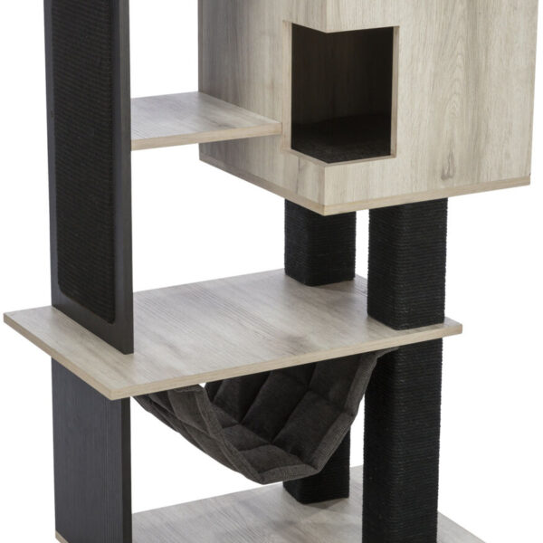 Cat Tree Trixie CityStyle Gri/Negru cu Peșteră și Hamac, 98 cm