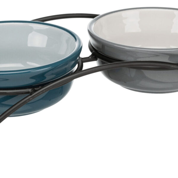 Set 2 Castroane Ceramice cu Suport Metalic Antialunecare - Petrol/Gri