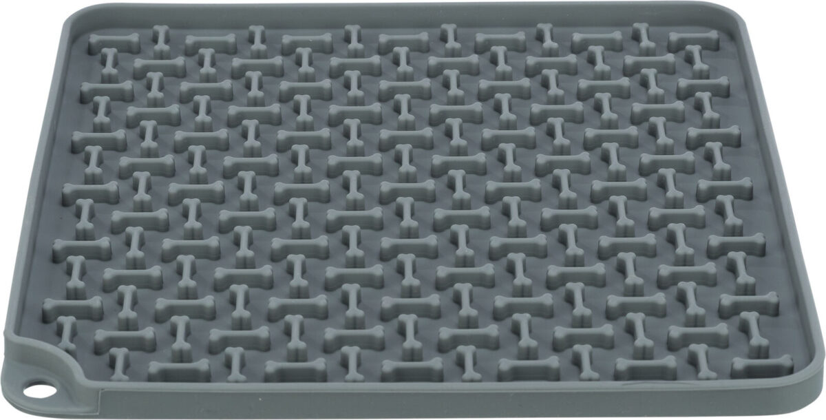Farfurie Lick'n'Snack din Silicon pentru Hranire Lenta - 20x20 cm, Gri