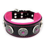 Zgarda Roz Bijou Puppy din Piele Naturala pentru Câini M 30-35 cm