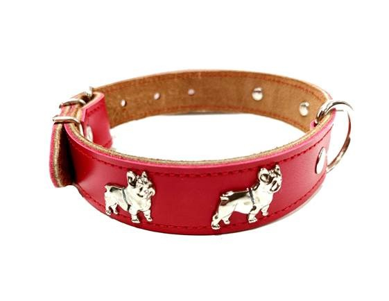 Zgarda din Piele Naturală pentru Bulldog, 25 mm x 50 cm, Roșie Zgarda din Piele Naturală pentru Bulldog, 25 mm x 50 cm, Roșie