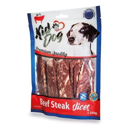 Recompense Delicioase pentru Câini - Fileuri de Vită 250g KidDog Recompense Delicioase pentru Câini - Fileuri de Vită 250g KidDog