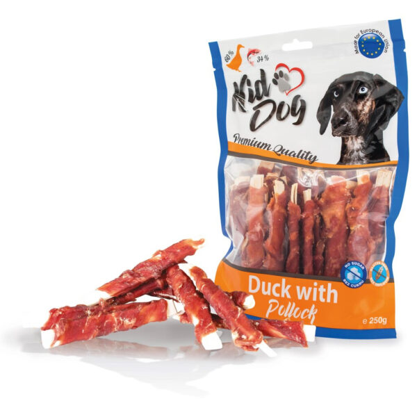Recompense pentru câini - Felii de cod cu carne de rață, 250 g KidDog