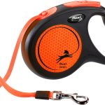 Lesa Flexi Neon Portocalie, Retractabilă, 5m, pentru Câini M