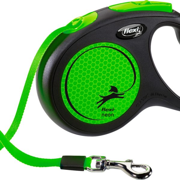 Lesa retractabilă Flexi Verde Neon, 5 m, pentru câini de până la 25 kg
