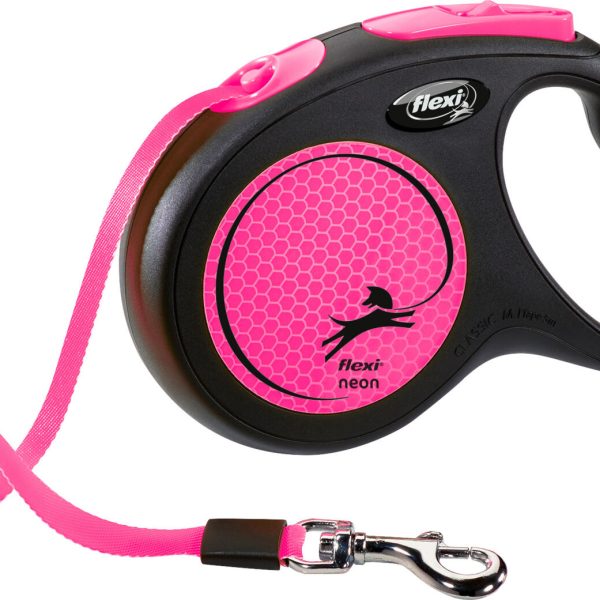 Lesa retractabilă Flexi Roz Neon 5m pentru câini de până la 25 kg
