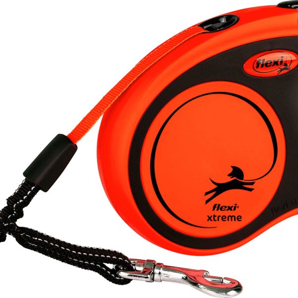 Lesa retractabilă Flexi Xtreme S, 5m, 20kg, Negru/Portocaliu