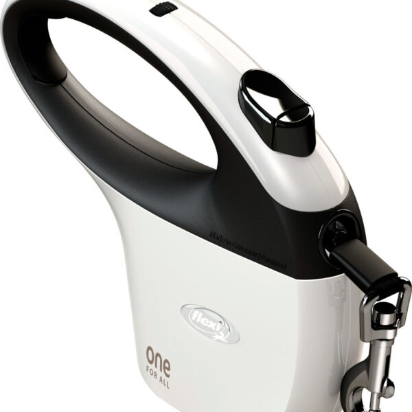 Lesa retractabilă Flexi One pentru câini, 5m, 30kg, Negru/Alb