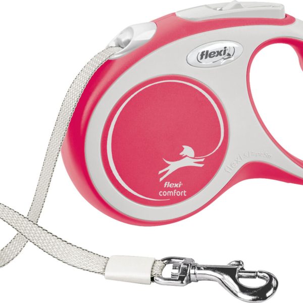 Lesa retractabilă Flexi Comfort 5m roșie pentru câini până la 15 kg