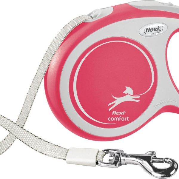 Lesa retractabilă Flexi Comfort 8m pentru câini, roșie, 50 kg