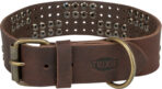 Zgarda Trixie Rustic din Piele cu Nituri pentru Câini Mari, Maro, XL