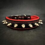Zgarda Spiky, Piele Naturala, S: 25-30 cm, Rosu