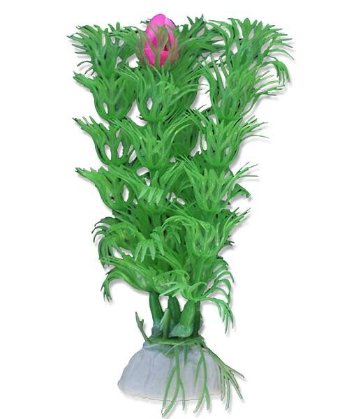 Planta Artificială Happet pentru Acvariu, 10 cm, Verde/Roz, Blister