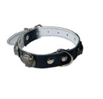 Zgarda din Piele Naturala Neagra cu Accesorii Taur, 25 mm x 40 cm