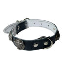 Zgarda din Piele Naturala Neagra cu Accesorii Taur, 25 mm x 40 cm