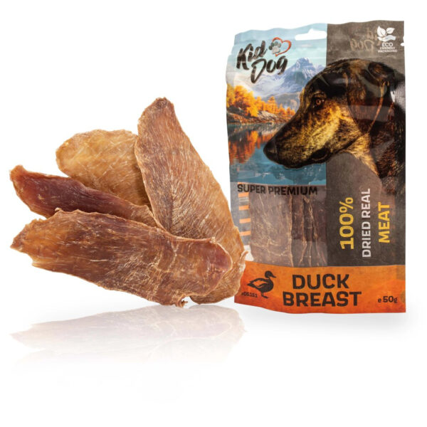 Gustare KIDDOG Super Premium din Piept de Rată, Feliuțe Subțiri, 50g
