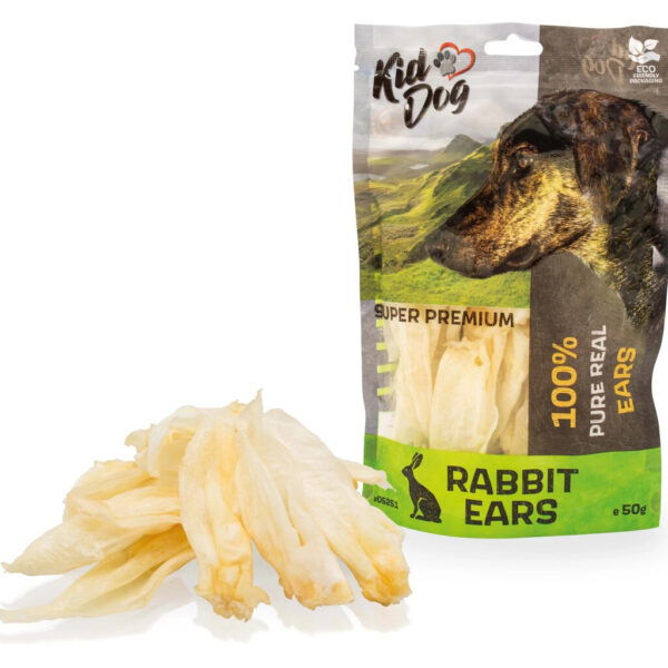 Urechi de Iepure 100% Naturale KidDog - Recompense Super Premium 50g