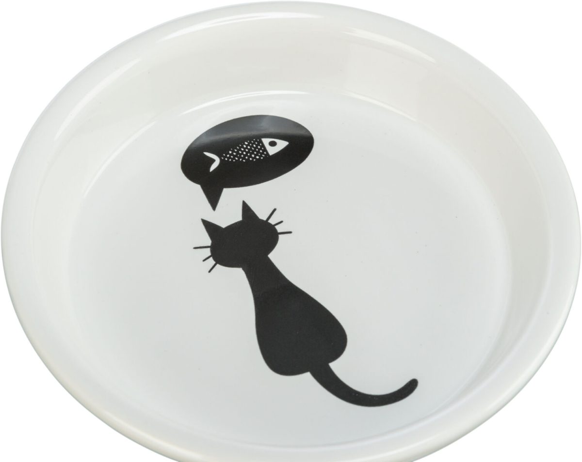 Castron Ceramic Alb pentru Pisici - 0.25L, Ușor de Curățat, Trixie - imagine 2