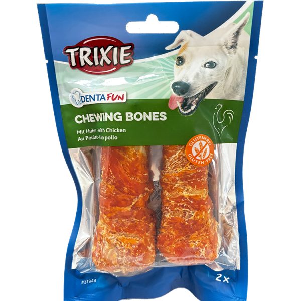 Recompense Denta Fun pentru Câini - Oase Presate cu Pui, 2x60g, 11cm
