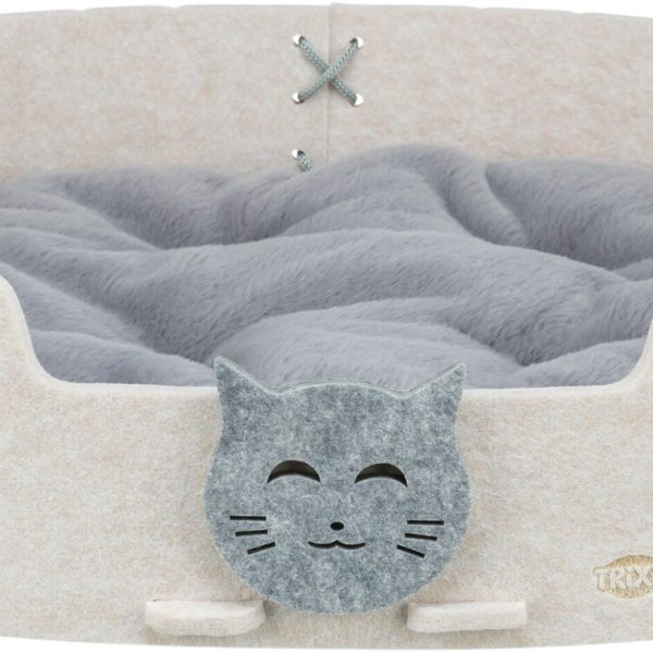 Pat Oval Trixie Emilie pentru Pisici, 50 x 42 cm, Nisipiu/Gri