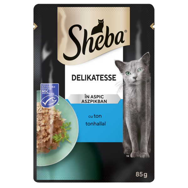 Hrana Umedă Sheba pentru Pisici cu Ton în Aspic, 85 g