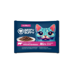 Hrana Umedă Beefy Buffy pentru Pisici cu Vită în Sos, 4x100g