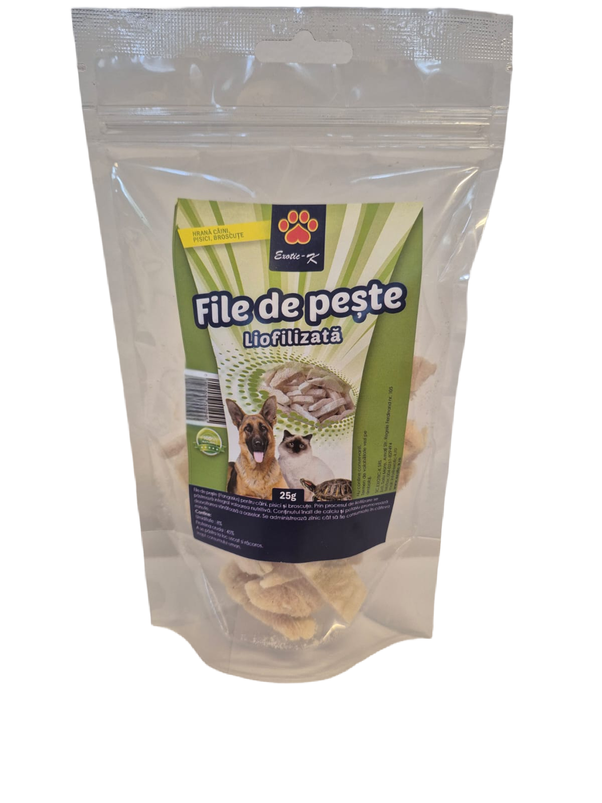 File Liofilizat de Pește Pangasius pentru Câini și Pisici, Exotic-K File Liofilizat de Pește Pangasius pentru Câini și Pisici, Exotic-K