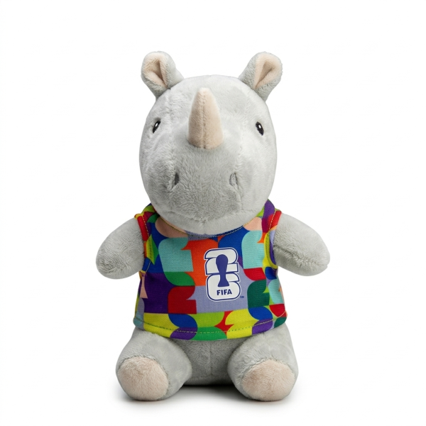 Jucărie de Plus Rhino Raymond, Ediție Limitată FIFA 2026, 27 cm, Gri